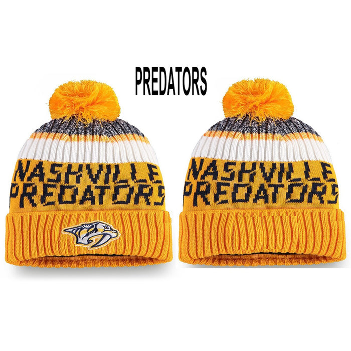 Wholesale Hat wool knit hat embroidery Hockey League hat sports letter flanging warm round hat