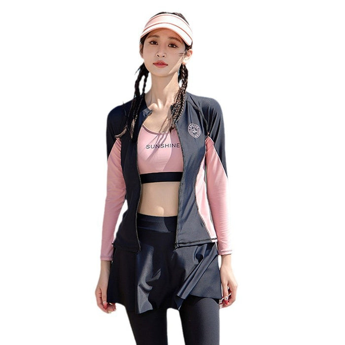 Wholesale Split swimsuit four piece set, sports conservative sun protection long sleeved swimsuit set