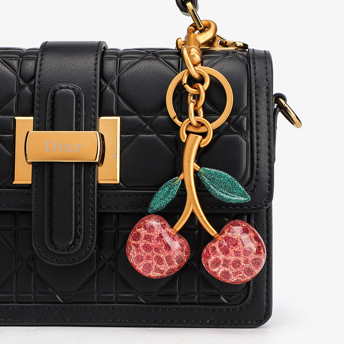 Wholesale Crystal Pink Cherry Gold-plated Keychains