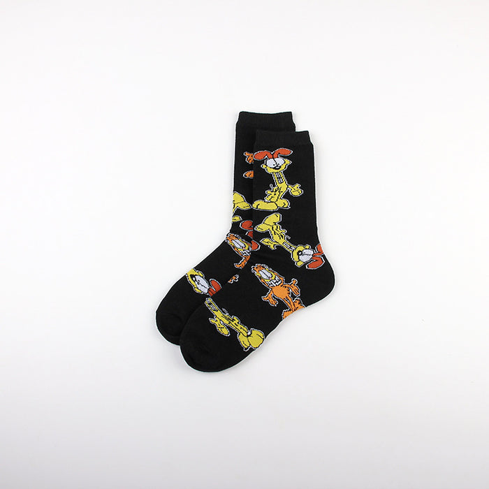 Wholesale Leisure Sports Jacquard Four Seasons Youth Women Cotton Couple Middle Socks Men Trendy Socks Long Socks