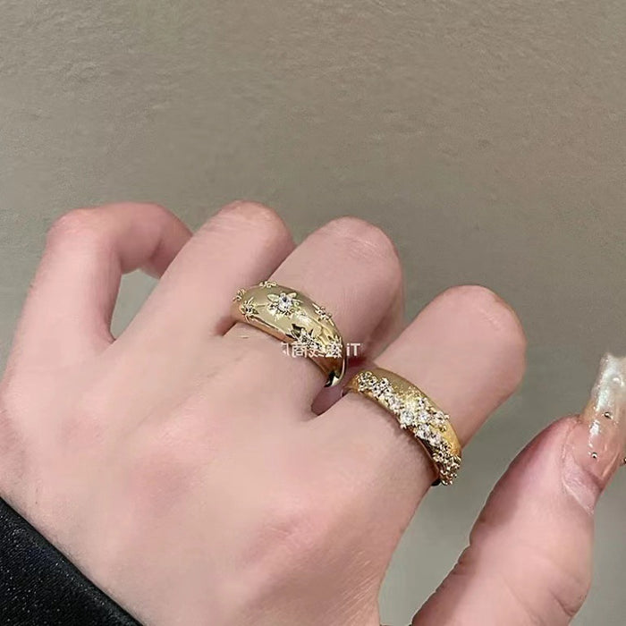 Wholesale Flash Diamond Retro brushed Wide Edition Ring