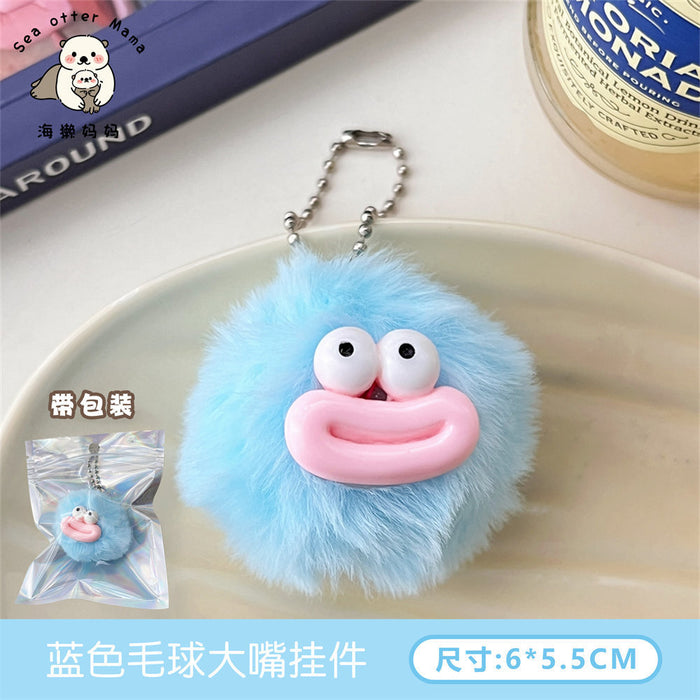 Wholesale Cute Fur Ball Big Mouth Keychain Pendant Ugly Cute Sausage Mouth
