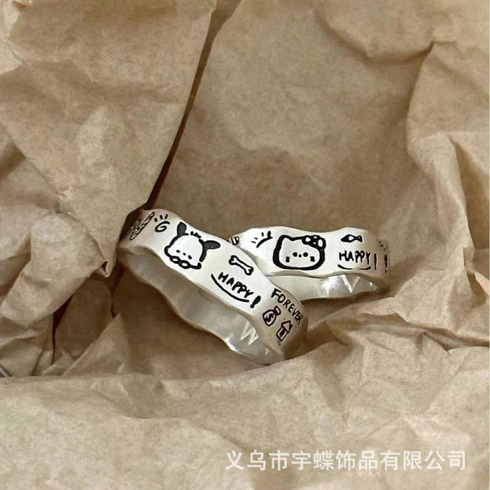 Wholesale New original design ring cartoon couple pairing ring cute letter opening adjustable ring