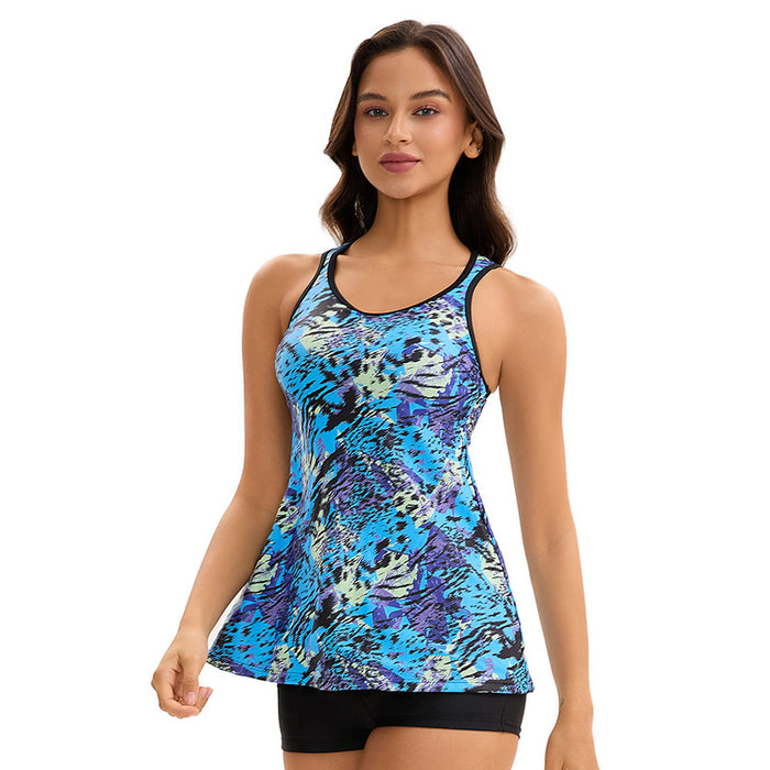 Wholesale Conservative swimsuit split high waist flat angle sleeveless swimsuit wholesale