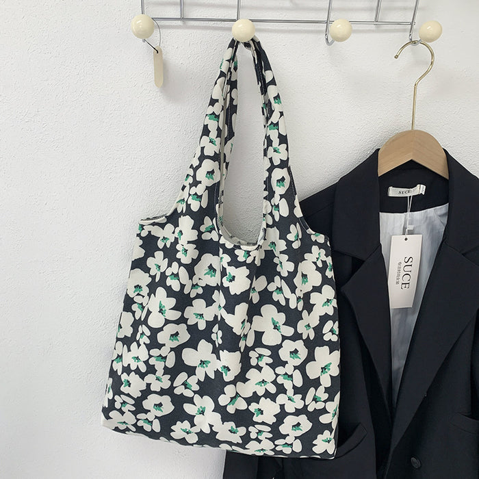 Wholesale Vintage oil painting flower canvas bag, one shoulder hand-held large capacity vest bag