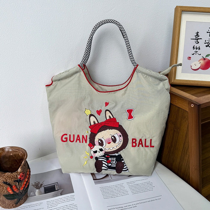 Wholesale Embroidered canvas crossbody bag zipper shoulder bag women' s fashionable handbag