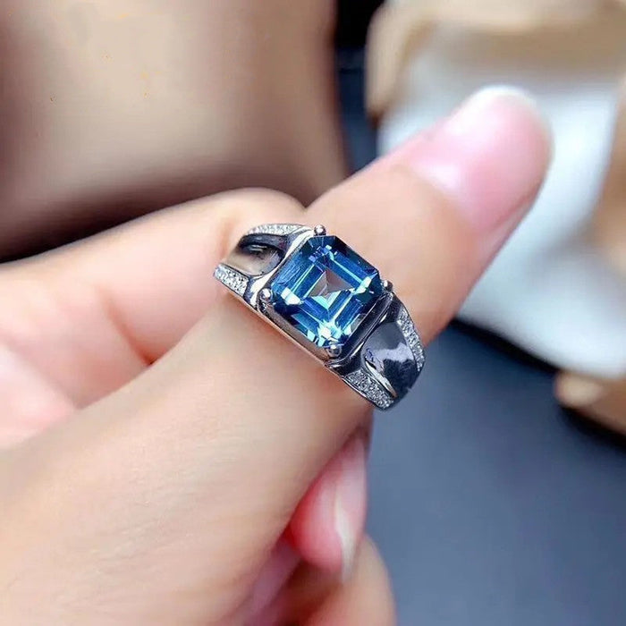 Wholesale Ring Alloy Four Prongs Inlaid Diamond Sapphire JDC-RS-YiY007