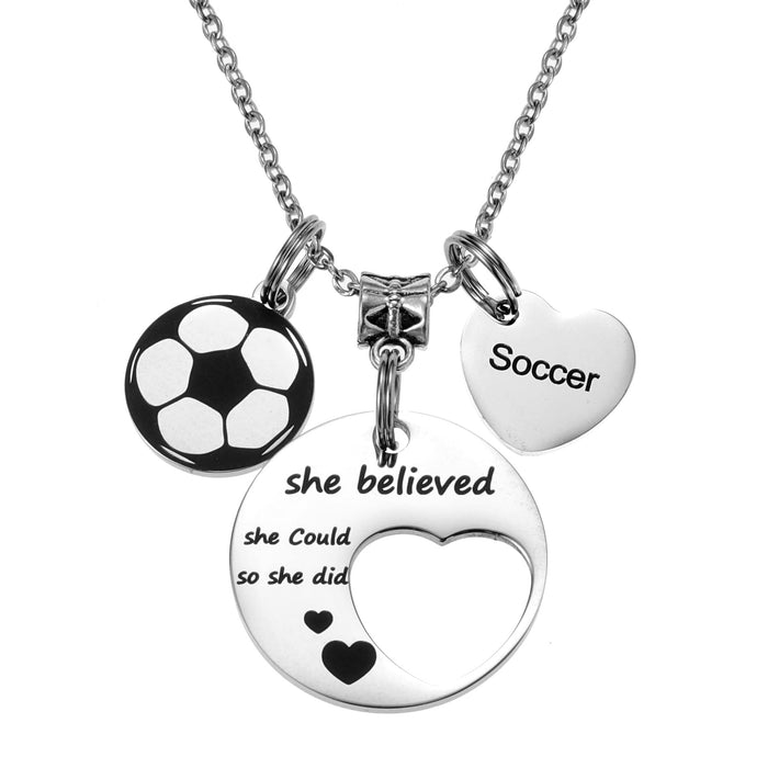 Wholesale Sports Heart Pendant Necklace Pendant Stainless Steel Round Brand Necklace