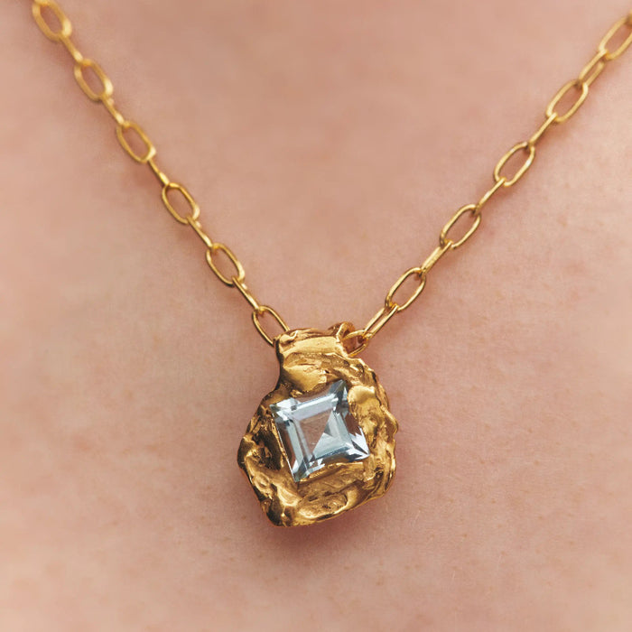 Wholesale Birthstone Zircon Pendant Necklace Clavicle Chain Gold plated