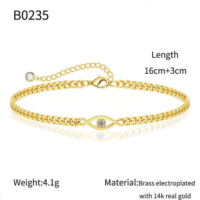 Wholesale Retro Gold Cuban Chain Zircon Bracelet with Light Luxury and High Luxury