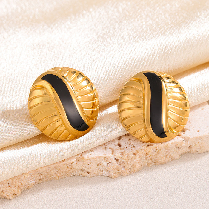 Wholesale Rectangular spiral pattern design earrings, niche retro earrings wholesale