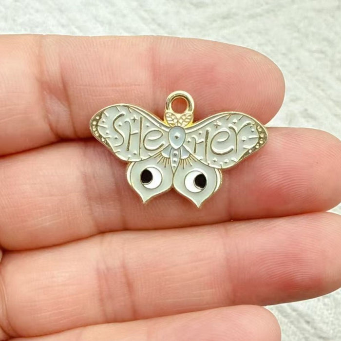 Wholesale 10pcs Colorful Alloy Butterfly and Moth DIY Bracelet Necklace Keychain Pendant