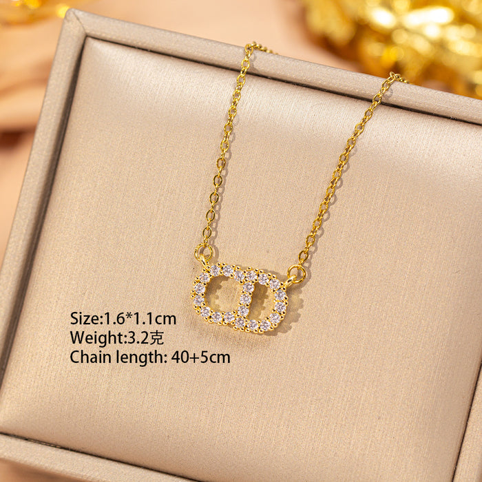 Wholesale Gold Plated Titanium Steel Floral Pendant Necklace Stylish Gift MOQ≥2