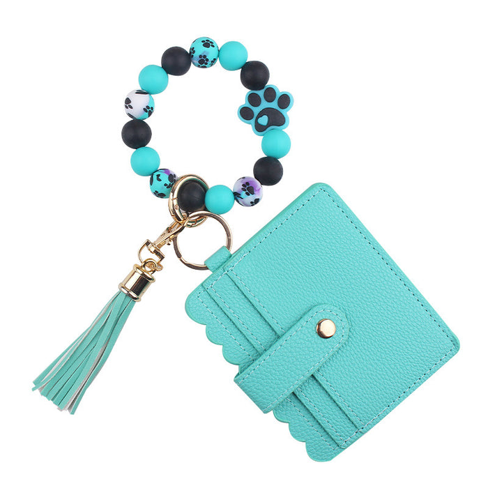 Wholesale Cartoon Dog Claw Card Bag Jewelry Beaded DIY Dog Claw Silicone Bracelet Bracelet Wallet Keychain Pendant