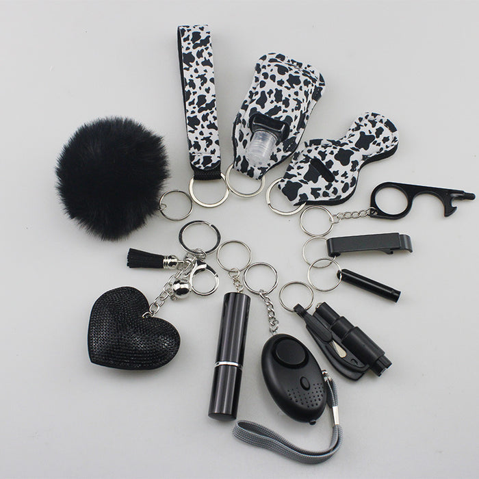 Wholesale Multifunctional Plush Diamond Heart 5-piece Keychain 12-piece Set JDC-KC-TouMS038