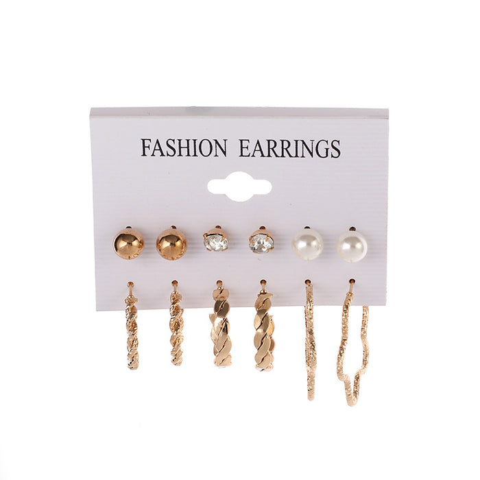 Wholesale Geometric earrings, creative retro ear loops, fashionable pearls