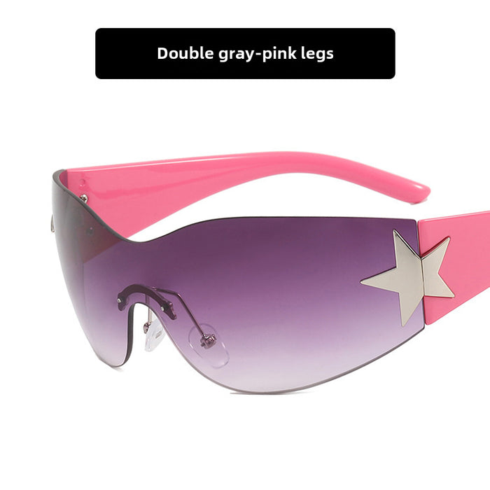 Wholesale Frameless pentagram integrated pilot sunglasses, sunshade sunglasses