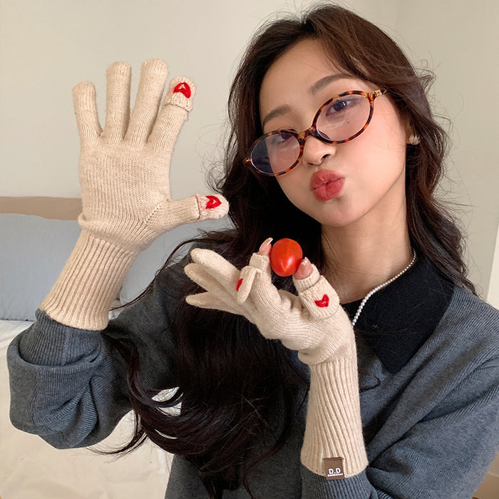 Wholesale Cute Knitted Open Finger Flip Cover Gloves