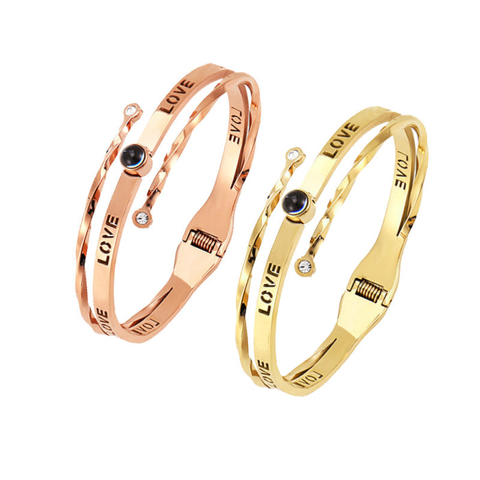 Wholesale LOVE Letter Projection Cross Stainless Steel Spring Bracelet JDC-BT-mif007