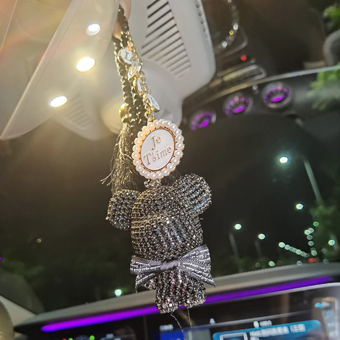 Wholesale Car pendant cute diamond-embedded violent bear car hanging car ornaments mirror pendant high-end tassel car decoration