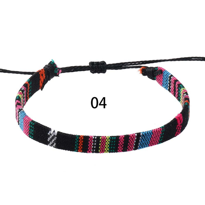 Wholesale Bohemian Cotton and Linen Fabric Braided Bracelet Colorful Ethnic Style Simple Knot Bracelet JDC-BT-XH010