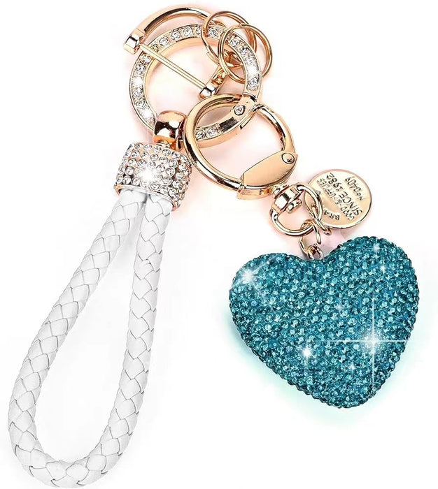 Wholesale clay full Diamond Love keychain Diamond-embedded peach heart car key chain earphone case bag pendant