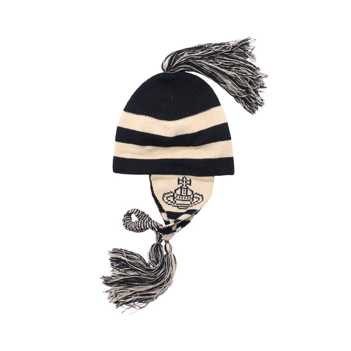 Wholesale Hat Women's Tassel Ear Wool Lei Feng Hat Autumn and Winter Warm Knitted Flying Hat