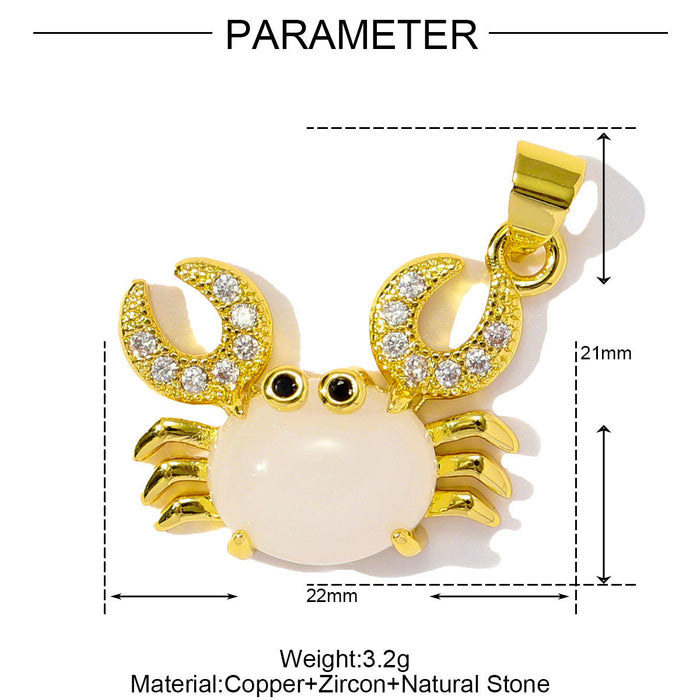 Wholesale Dripping Oil Love Sea Star DIY Copper Zircon Pendant Necklace Natural Stone Crab Earrings Jewelry Pendant
