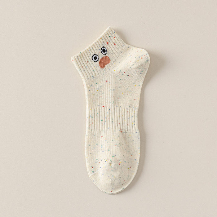 Wholesale New socks with short tube, dotted yarn, cute expression, boat socks that don't fall off the heel