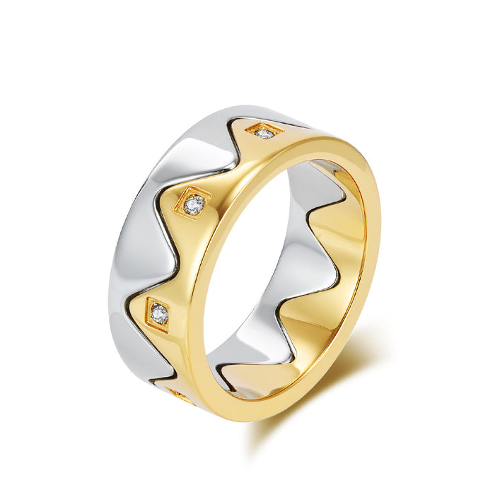 Wholesale Crown diamond studded titanium steel ring