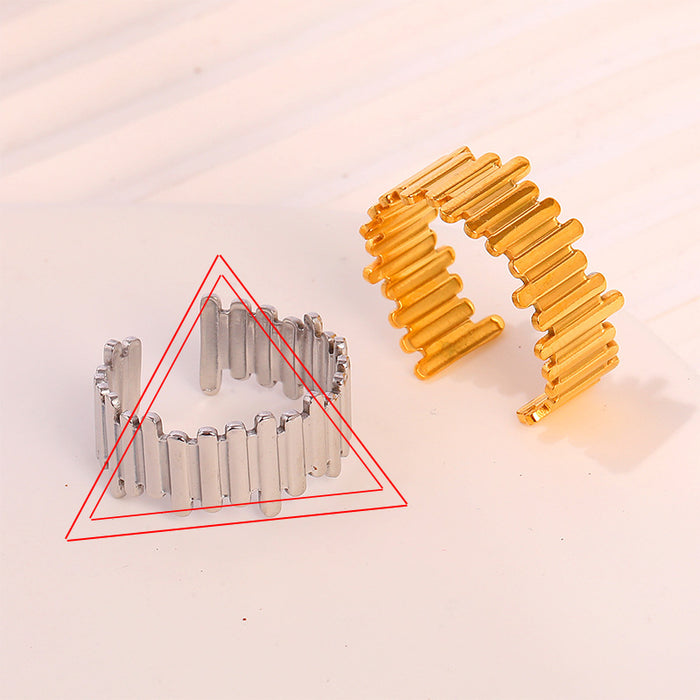 Wholesale Classic retro stainless steel hollow irregular ring for women's high-end accessories