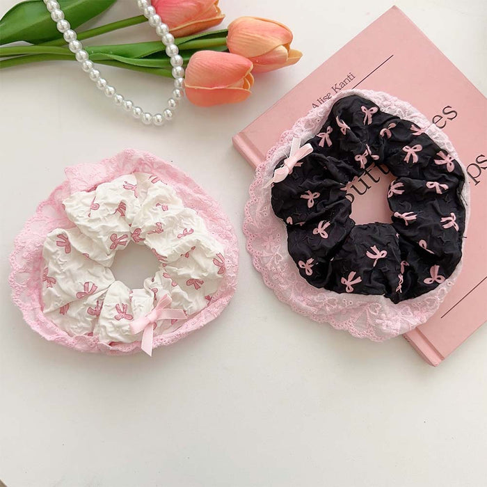 Wholesale Bow Pink Lace Fabric Hairband JDC-HS-Suim001