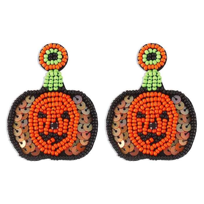 Wholesale Halloween Ghost Head South Pearl Sequin Earrings JDC-ES-QianDi004