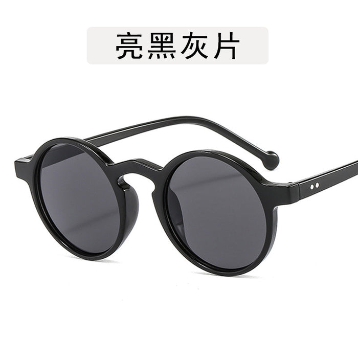 Wholesale New round frame crown prince sunglasses, trendy large frame sunglasses, rice nail sunglasses