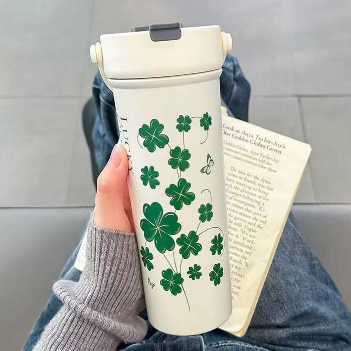 Wholesale Cartoon Thermos Cup Stainless Steel Coffee Cup Large-Capacity Straw Water Cup Fruit Tea Cup