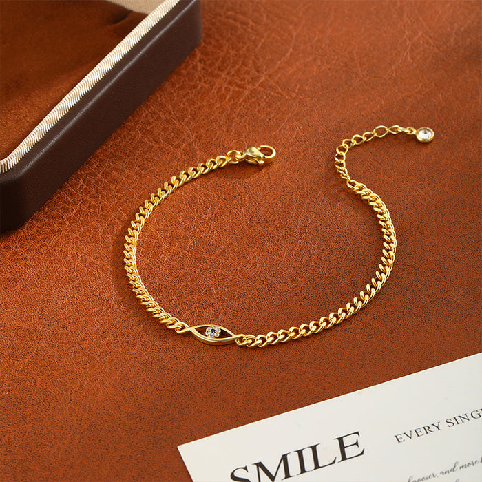 Wholesale Retro Gold Cuban Chain Zircon Bracelet with Light Luxury and High Luxury