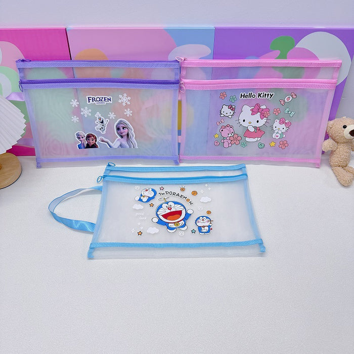 Wholesale 10pcs/ pack A4 Double-Layer Mesh Zipper Bag File Folder