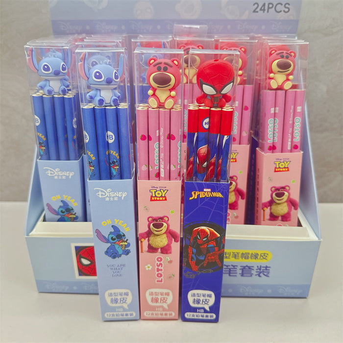 Wholesale 12 genuine authorized wooden pencils, eraser caps, eraser pencil combinations