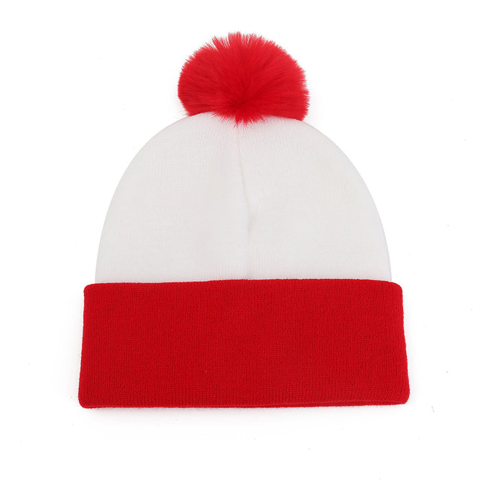 Wholesale Christmas Party Red and White Hat  Knitted Hat  Color-Blocked Woolen Hat Cuffed Dome Knitted Hat