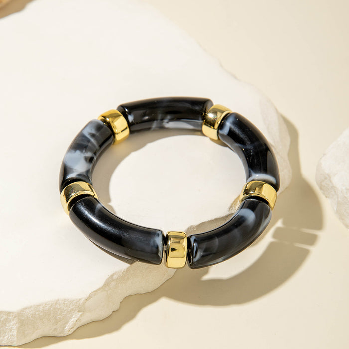 Wholesale Personalized acrylic curved tube bracelet curved bamboo tube halo retro marble bracelet
