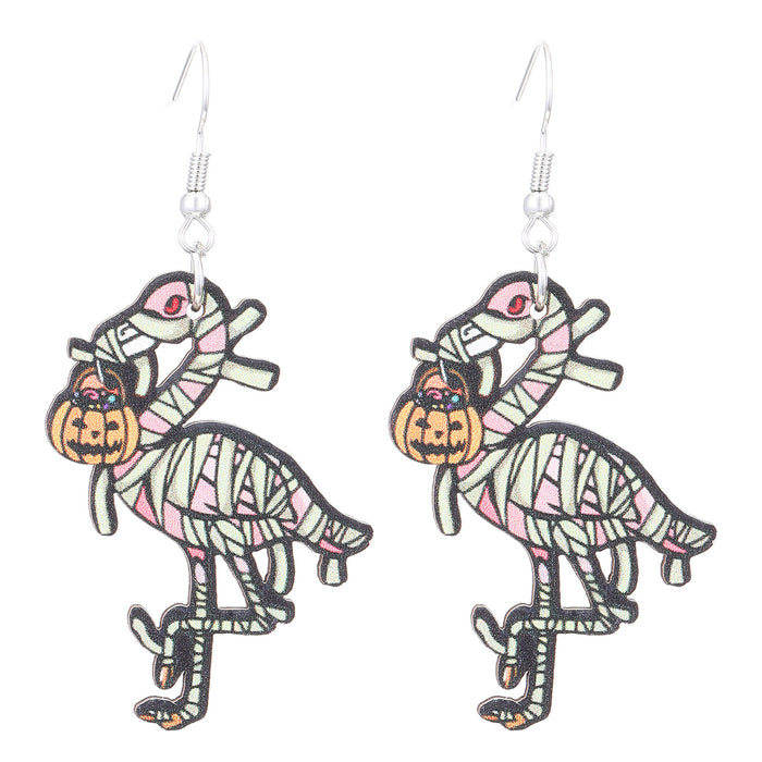 Wholesale  Gothic Skull Flamingo Pumpkin Ghost Pendant Wooden Holiday Earrings