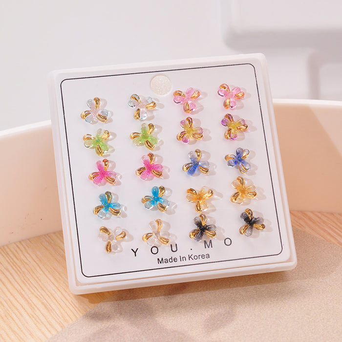 Wholesale Yumo Colored Clover New Earnail Mixed Resin Earring Set Simple