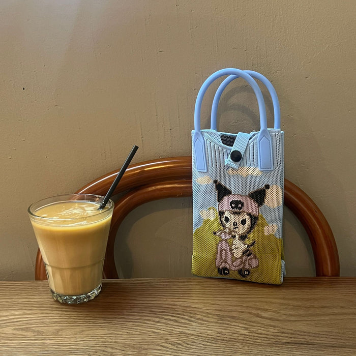 Wholesale Mobile Phone Bag Wool Knitted Small Square Bag  Small Bag Contrast Color