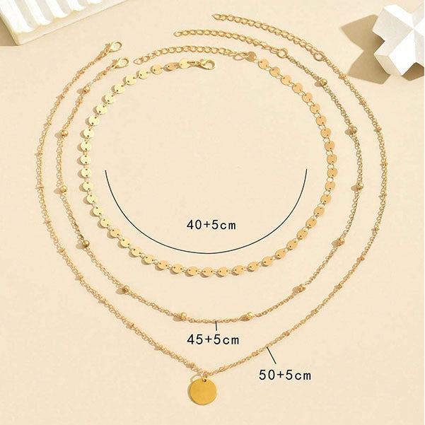 Wholesale Double-Layer Disc Chain Design Necklace for Women Adjustable Clavicle Chain