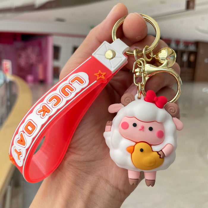 Wholesale Keychain couple exquisite cartoon backpack pendant car keychain claw doll machine small gift wholesale