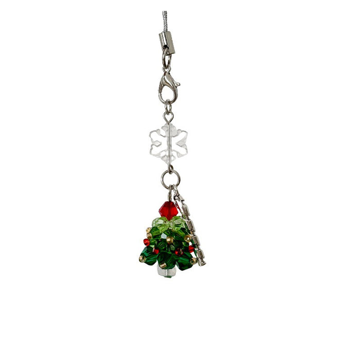 Wholesale Christmas tree mobile phone pendant crystal beaded bag hanging key chain