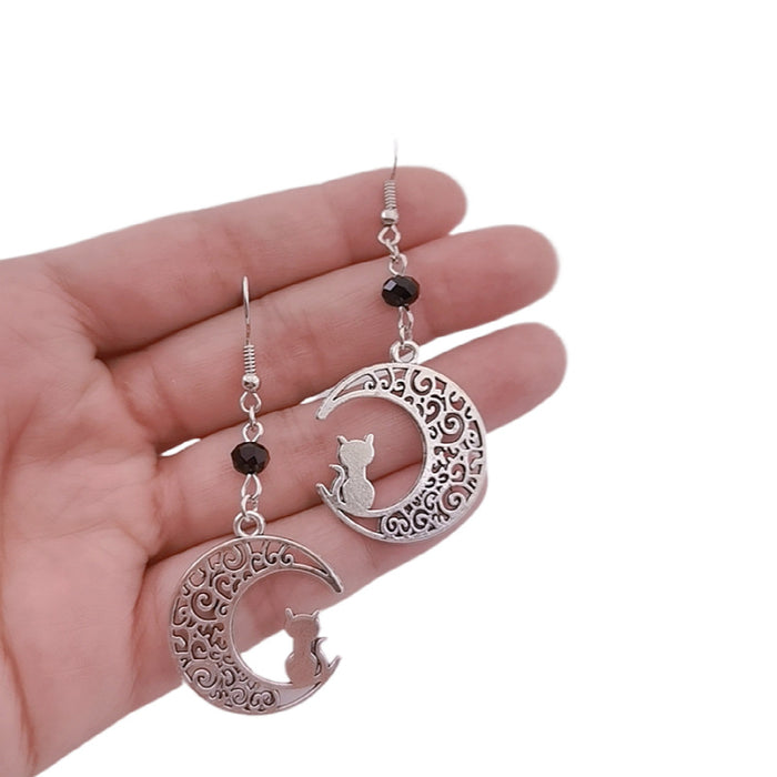 Wholesale Hollow Crescent Cat Alloy Earrings JDC-ES-HaoH004