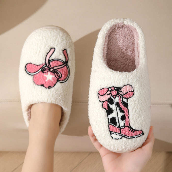 Wholesale Winter flower boots cotton slippers home indoor warm slippers slippers autumn and winter home