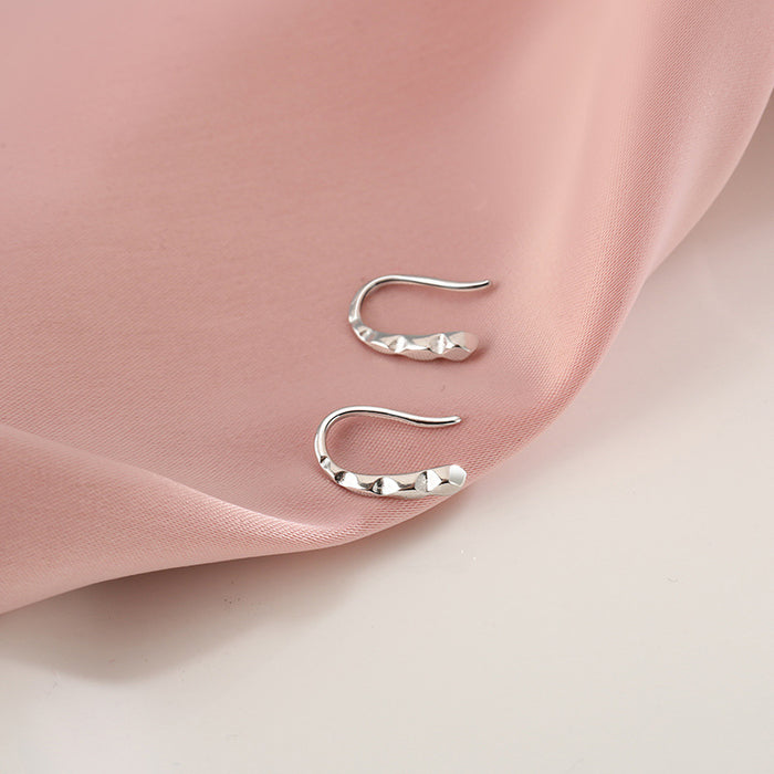 Wholesale 925 Sterling Silver Cut Ear Hook Women's Fashionable Simple Earrings Distinctive Ear Accessories