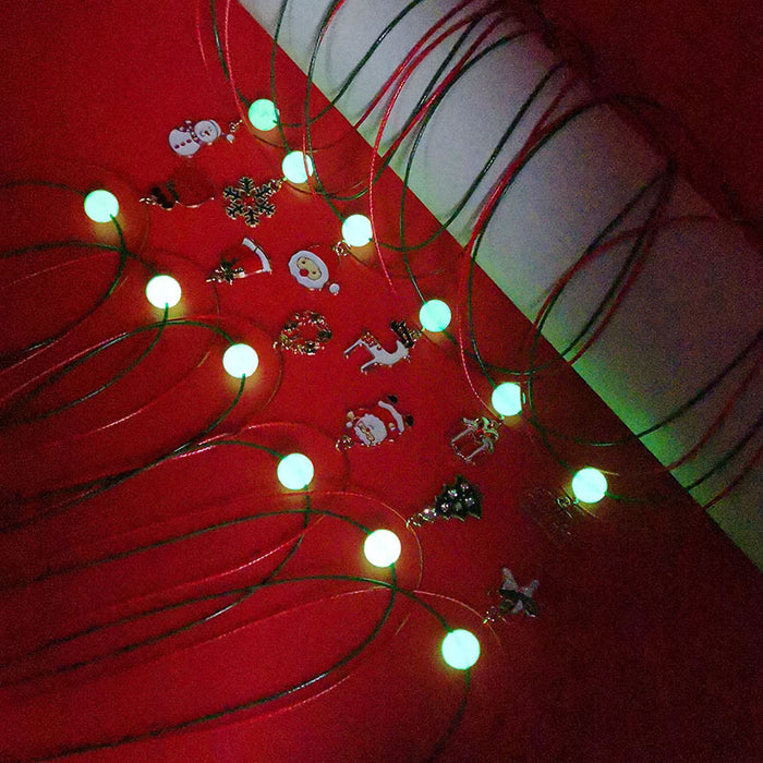 Wholesale Luminous Christmas Necklace Elderly Bell Tree Reindeer Snowflake Christmas Luminous Double-Layer Clavicle Chain